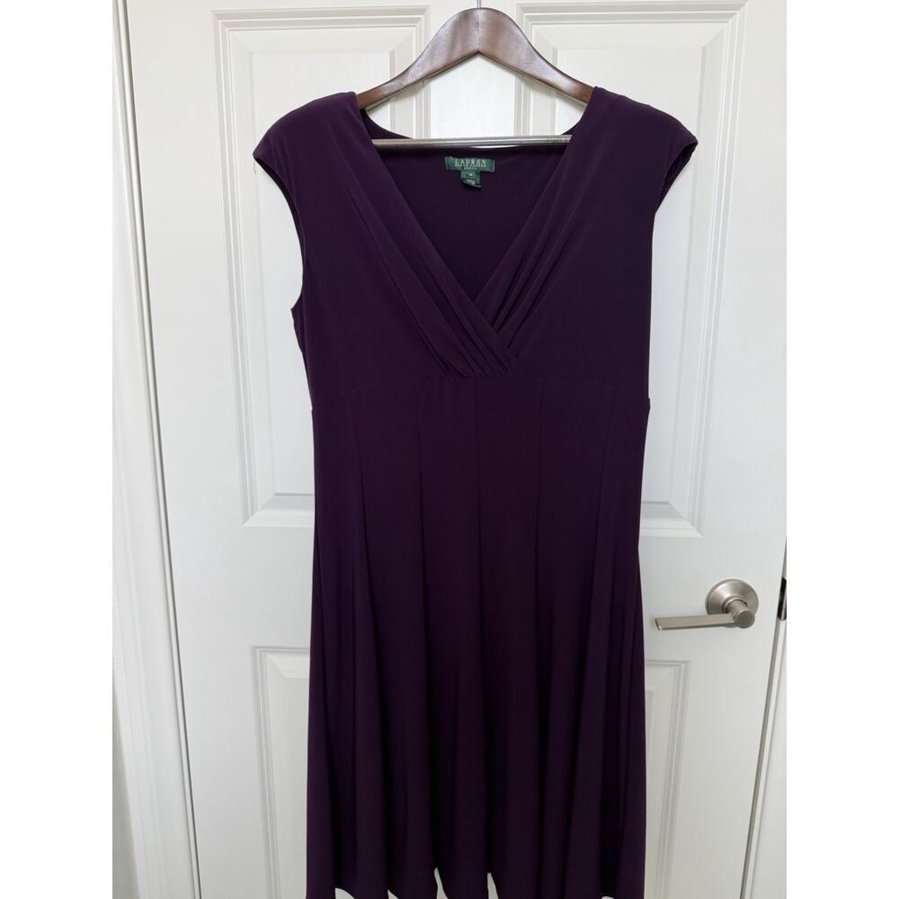 Vtg 70s Lauren Ralph Lauren Dress V-Neck Sleeveless Dress Shoulder Pads Size 14